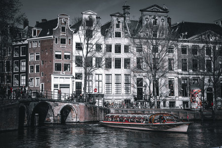 Canals of Amsterdam. Amsterdam is the capital and most populous city of the Netherlands.の写真素材