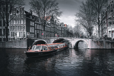 Canals of Amsterdam. Amsterdam is the capital and most populous city of the Netherlandsの写真素材
