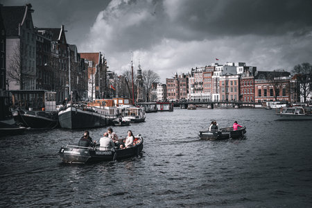 Canals of Amsterdam. Amsterdam is the capital and most populous city of the Netherlands.の写真素材