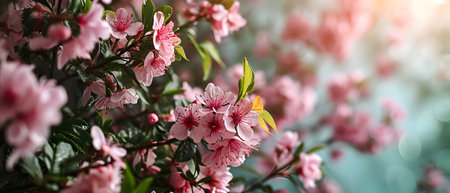 Beautiful pink flowers of Japanese cherry, Prunus serrulataの素材