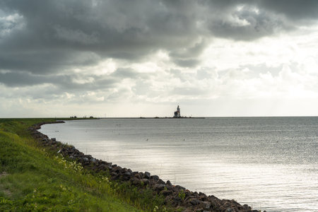 Panoramic view of the lighthouse on the Baltic Sea coast.の写真素材