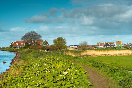 Panoramic view of the village of Zaanse Schans, Netherlandsの写真素材