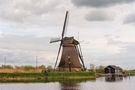 Traditional dutch windmills in Kinderdijk, Netherlands.の写真素材