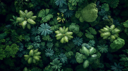 3d rendering of abstract green background with tree and leaf in jungleの素材