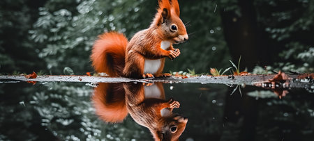 Squirrel in the forest. The squirrel is sitting on a tree branch.の素材