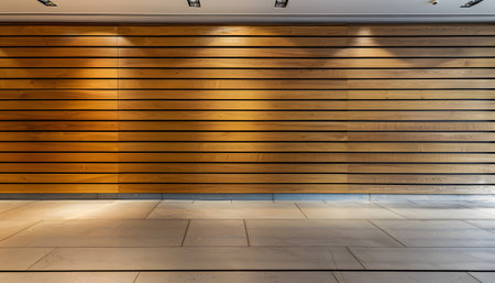 Wooden wall and wood floor background. 3d render illustration.の素材