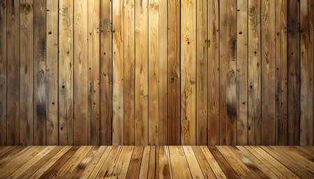Wooden wall and floor as a background. Texture of wood.の素材
