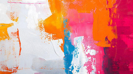 abstract background: strokes of colored paint on a white sheet of paperの素材
