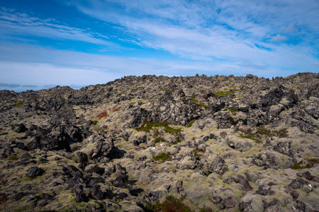 Volcanic landscape on the island of Reykjanes, Icelandの写真素材