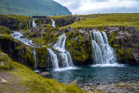 Skogafoss waterfall in Icelandの写真素材