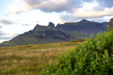 View of the Kirkjufell mountain range, Icelandの写真素材