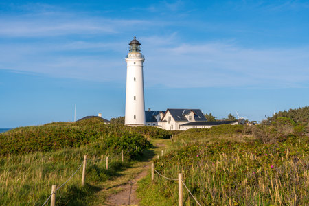 Lighthouse on the North Sea coast of the island of Sylt in Germanyの写真素材