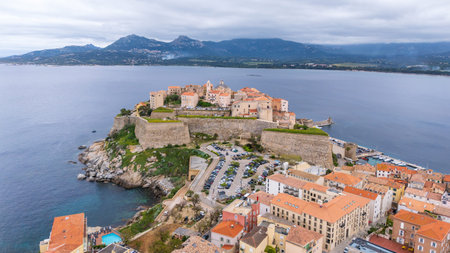 Panoramic view of Calvi and the Citadel of Calvi in Corsica, France