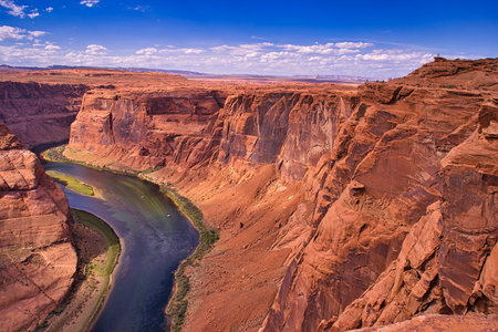 World-class screaming spectacle of Horseshoe Bend,, the yellow canyon. Horseshoe Bend is a shaped incised meander of the Colorado River, Arizona. USA.の写真素材
