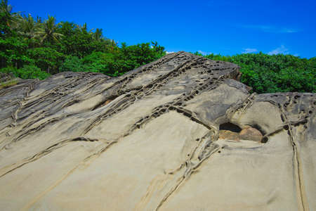 The erosion of the ocean and weathering. Forms strange rocks and stones. Fugang Geopark (Xiaoyeliu), Natural stone sculptural park. Taitung County, Taiwan. Sep. 2021の写真素材