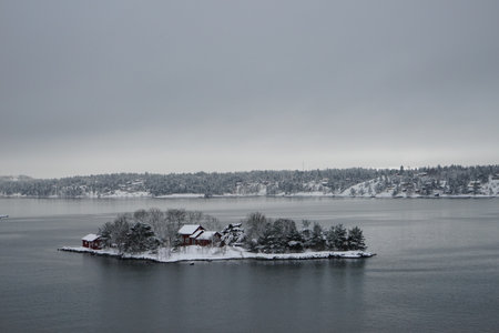 The old cannon in the winter snow. Suomenlinna (Sveaborg ) Fortress is UNESCO World Heritage Site, Finland.のeditorial素材