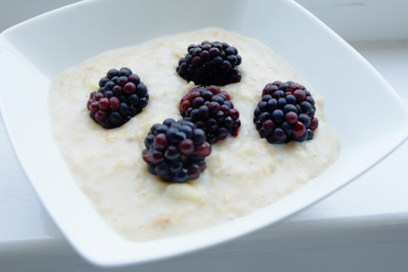 Blackberry topping on Oatmeal