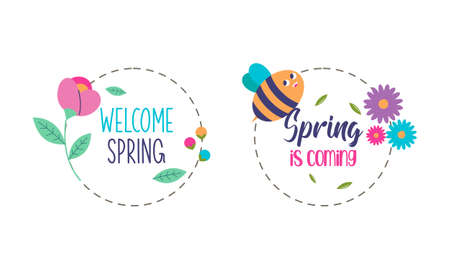 Spring Time Concept Collection. Spring is Here, Welcoming Springのイラスト素材