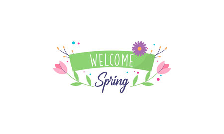Spring Time Concept Collection. Spring is Here, Welcoming Springのイラスト素材