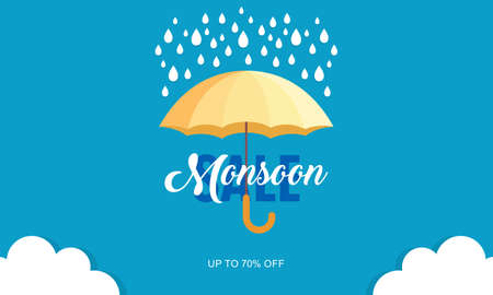 Monsoon Season Sale with Umbrella Background Templateのイラスト素材