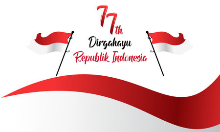 Merdeka Indonesia. Happy 77th Indonesian Independence Dayのイラスト素材
