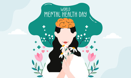 World Mental Health Day Vector Backgroundのイラスト素材