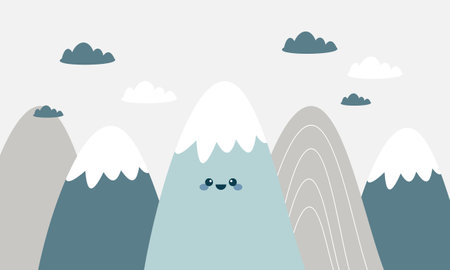 Hand Drawn Cute Mountain Vector Illustrationのイラスト素材