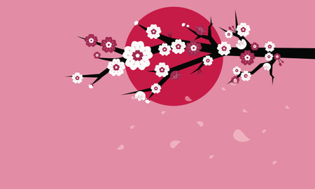 Beautiful Cherry Blossom Vector Backgroundのイラスト素材