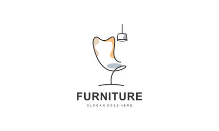 Modern Furniture Logo Design with Abstract Line Conceptのイラスト素材