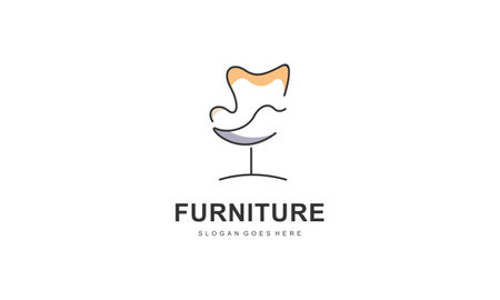 Modern Furniture Logo Design with Abstract Line Conceptのイラスト素材