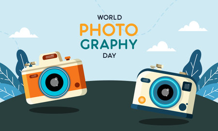 World Photography Day Hand Drawn Illustrationのイラスト素材