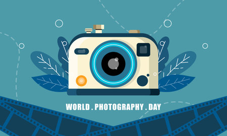 World Photography Day Hand Drawn Illustrationのイラスト素材