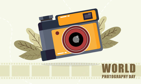 World Photography Day Hand Drawn Illustrationのイラスト素材