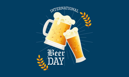 Flat Design Background Celebrating International Beer Day Festivalのイラスト素材