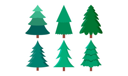 Hand Drawn Cartoon Christmas Trees Collection for Christmas Stock Illustrationのイラスト素材