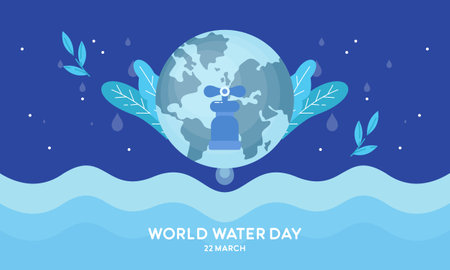 Happy World Water Day, flat design illustration. Save Water Concepts Vectorのイラスト素材