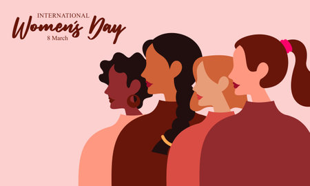 Happy International Women's Day. Vector Illustration of Women with Different Culturesのイラスト素材