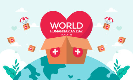 World Humanitarian Day Global Support and Solidarity Illustrationのイラスト素材