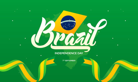 Brazil Independence Day Celebration Minimalist Banner Illustrationのイラスト素材