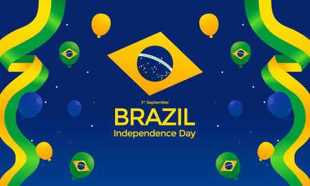 Brazil Independence Day Celebration Minimalist Banner Illustrationのイラスト素材