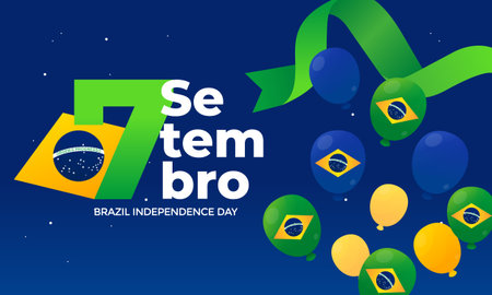 Brazil Independence Day Celebration Minimalist Banner Illustrationのイラスト素材