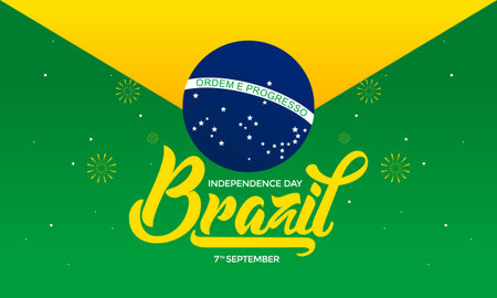 Brazil Independence Day Celebration Minimalist Banner Illustrationのイラスト素材