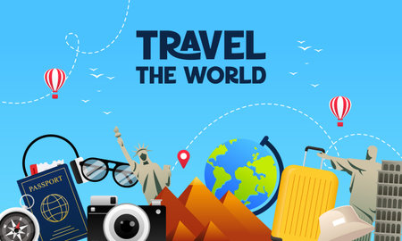 Travel The World Concept. Happy World Tourism Day Celebration Illustration