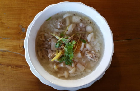 Thai Rice Soup with pork and mushroom