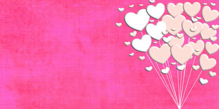 Valentine's day background with white and pink heart balloon on pink background. illustration symbols of love for Happy Valentine's Day, Women's Day, birthday, or greeting card design.の写真素材