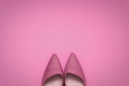 Pink Suede High Heels with copy space for textの写真素材
