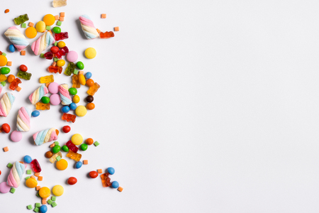 Assorted sweets - flat lay food image with copy space.の写真素材