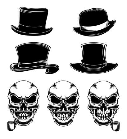 Skill mafia theme vector black and white design illustrationのイラスト素材