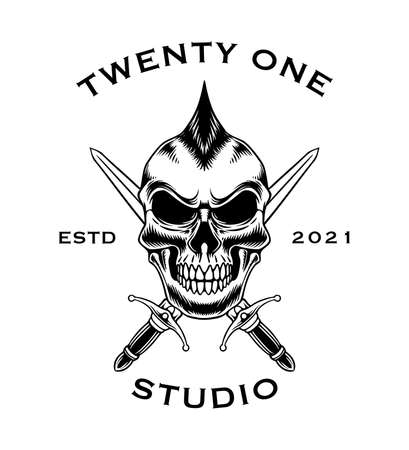 Black and white Skull vector design illustrationのイラスト素材
