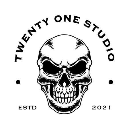 Black and white Skull vector design illustrationのイラスト素材